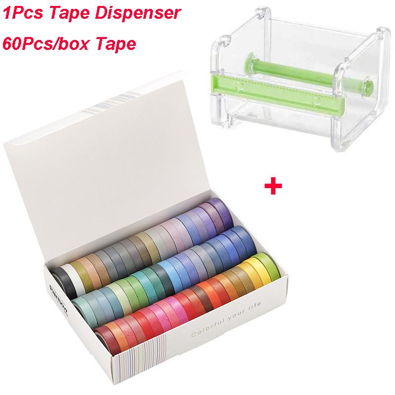 60 Rolls Rainbow Colored Washi Tape Set 8mm skinny Masking Tapes For Scrapbooking Journaling Planner Notebook Decoration