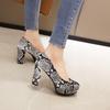 Fashion New 2025 Printed Snake Classic Heeled Shoes Women High Heels Platform Fashion Women's Heels Rounded Toe Office Party Shoe Pumps
