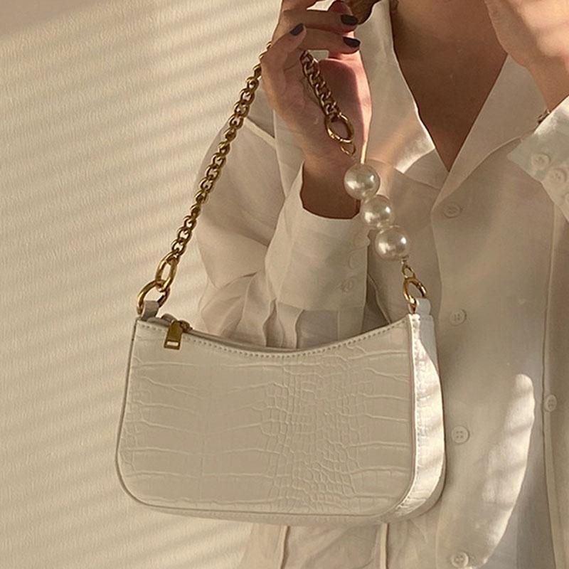 IELGY Women s bag Crocodile pattern Retro Portable One shoulder Versatile Underarm Stylish Simple Korean