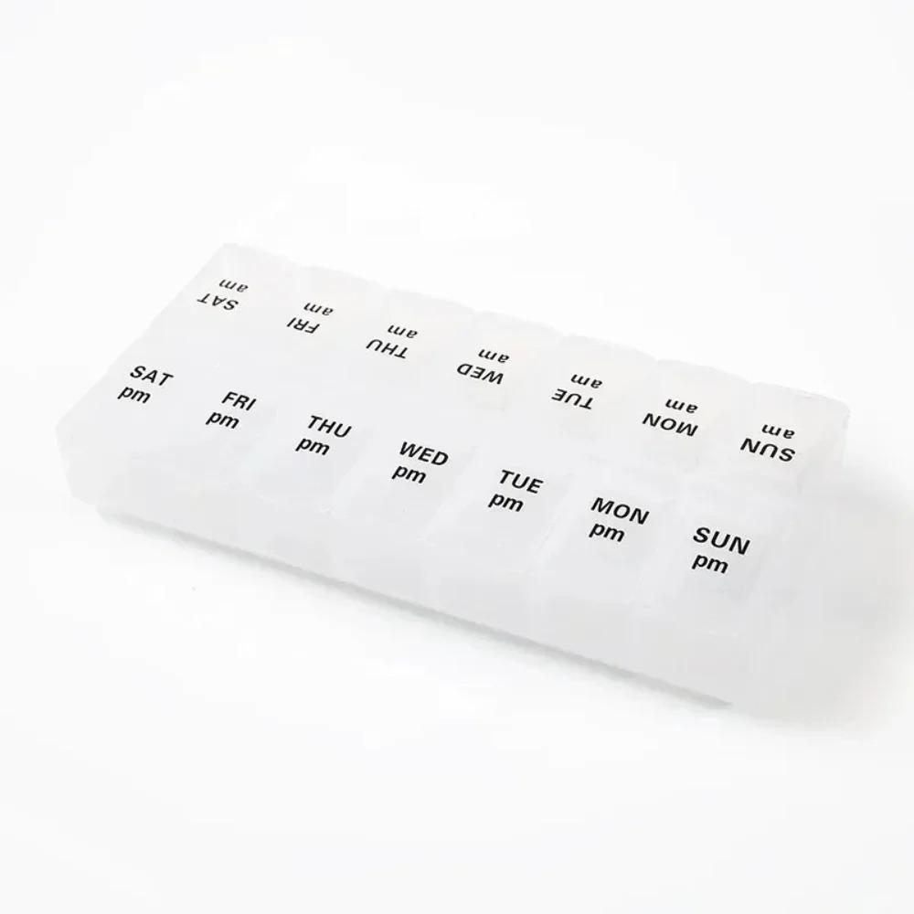 New Hot Premuim Portable Large Weekly Pill Box Organizer Cases 7 Day 14 Grids Storage for Medicine Vitamin Supplements Fish Oils