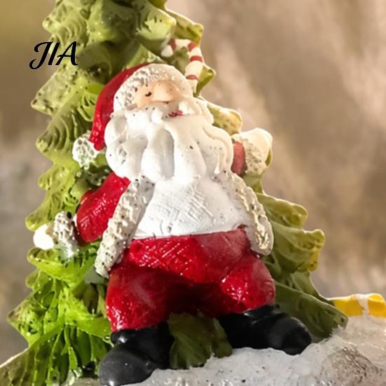 Outdoor Solar Christmas Decorations Garden Light, Santa Tree Resin Yard Stake Decor with Lawn Pathway Stakes Warm Glow, Waterproof Lamp for