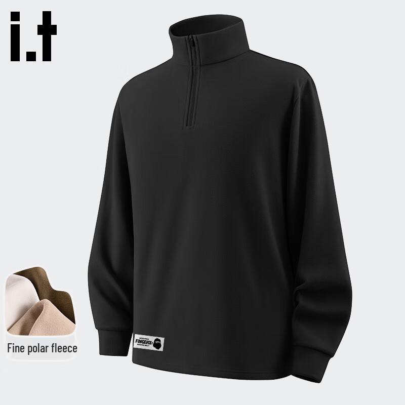 Fingercroxxit Unisex Half-Zip Mock Neck Fleece Long Sleeve Top