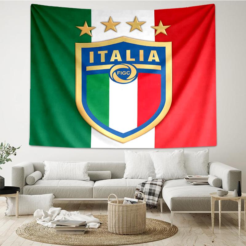 1PC Italian Football Crest Printed Tapestry Room Decoration Wall Hanging for Living Room Bedroom, dormitory, Birthday and Christmas gifts