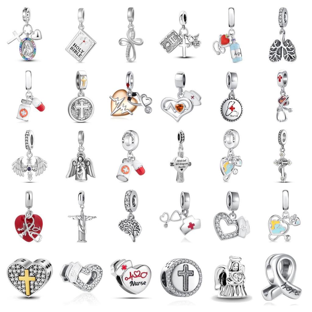 Europe Copper Charm Fit Original Bracelet Jewelry Pendant Doctor Nurse Sparkling Cross Bead Sisters Dangle Accessories