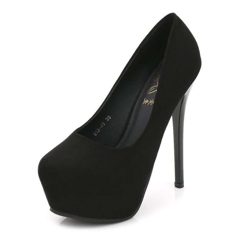 New Autumn Fine Heel Waterproof Table Flannel Round Head Nude Inner Height-increasing Women's Shoes