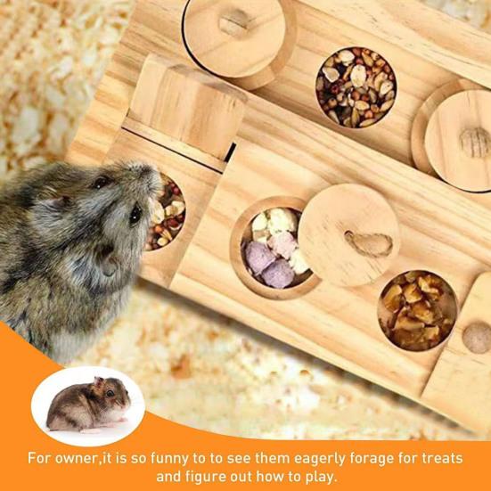 Futtersuchspielzeug für Meerschweinchen, Hamster, interaktives Bereicherungsspielzeug aus Holz, Puzzle für Kleintiere, Leckerli-Spender für Kaninchen, Ratten, Chinchillas