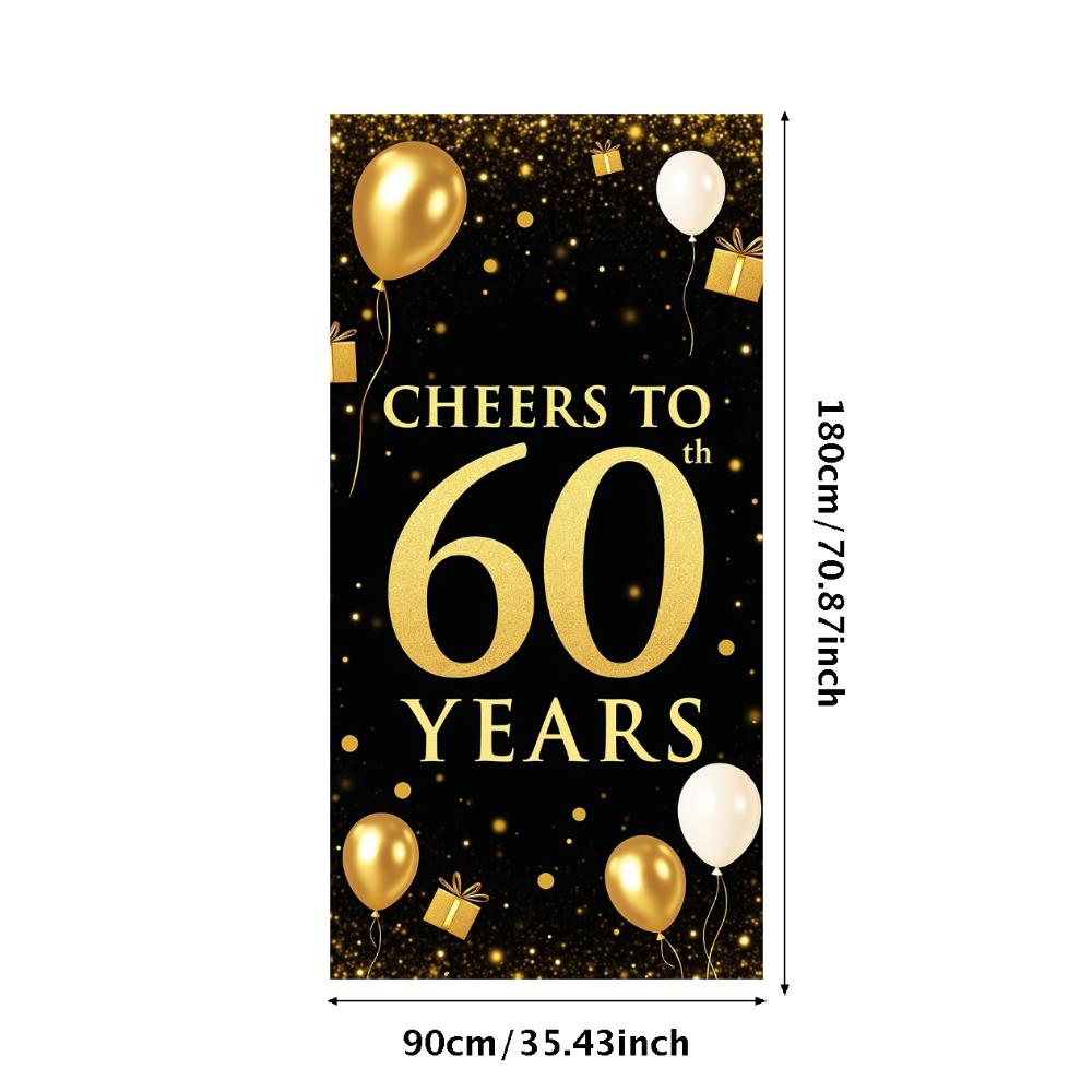 60th Anniversary Banner Cheers To 60 Years Backdrop Glitter Party Decoration Birthday Wedding Event Photography Background Props