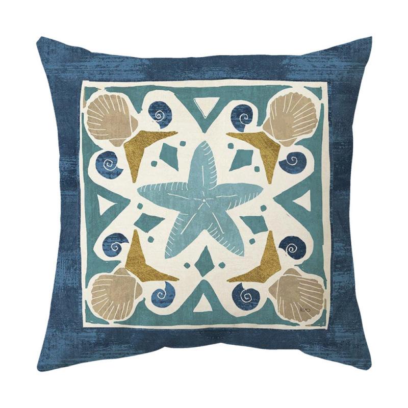 Blue Theme Simple Pattern Printed Pillow Cover Home Decor Geometric Mandala Sofa Cushion