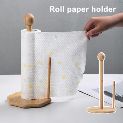 Porta Rotolo di Carta da Cucina in Bambù Rustico Organizzatore da Banco per Carta da Cucina Dispenser a Rotolo per Bancone Cucina Bagno Tavolo da Pranzo