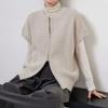 Western Style Double Zipper Knit Vest Women Loose Elegant Cardigan