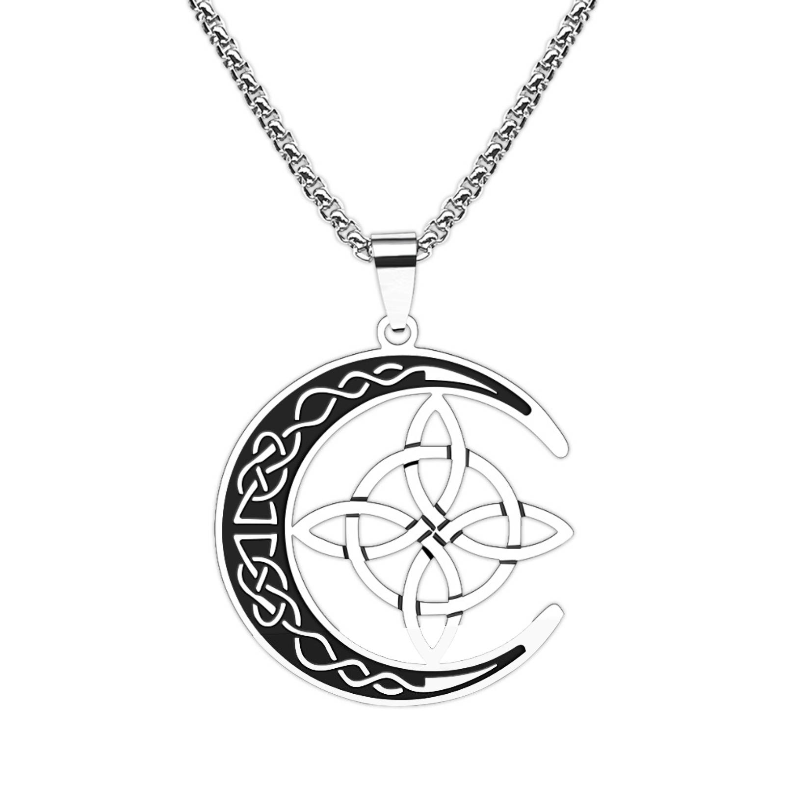 Irish Celtic Trinity Knot Pendant Necklace for Men Women Witch Knot Amulet Stainless Steel Jewelry Gift