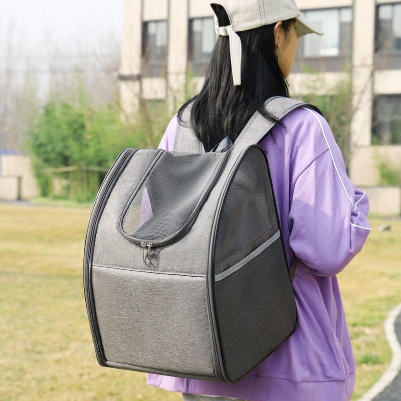 Breathable Portable Pet Backpack: Lightweight Foldable Canvas Carrier for Cats & Dogs