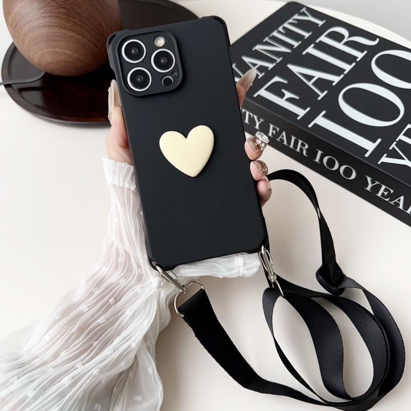 

Four Corners Hook Matte Case For iPhone 15 14 13 12 11 Pro Max 16 Plus XR X XS Max Crossbody Lanyard Neck Strap Frosted Cover for iPhone 15 Pro