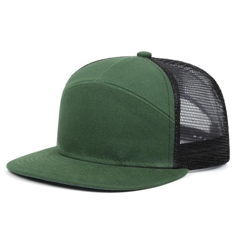 

Hot Sale Unisex 7 Panel Flat Brim Baseball Cap Spliced Light Plate Mesh Hat Truck Outdoor Gorras Adjustable Snapback summer hat 54-62CM