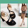 Summer Women Sandals With Velvet Material And Block Heel For Casual Wear