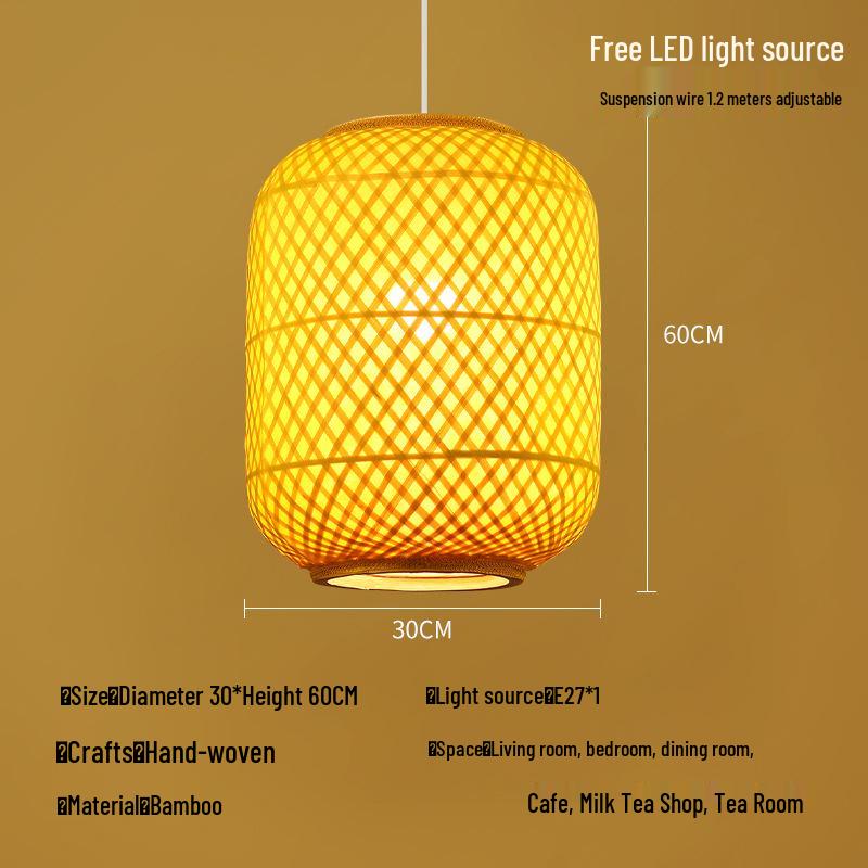 Retro Bamboo Woven Lantern Chandelier - Chinese Hot Pot & Restaurant Outdoor Decor