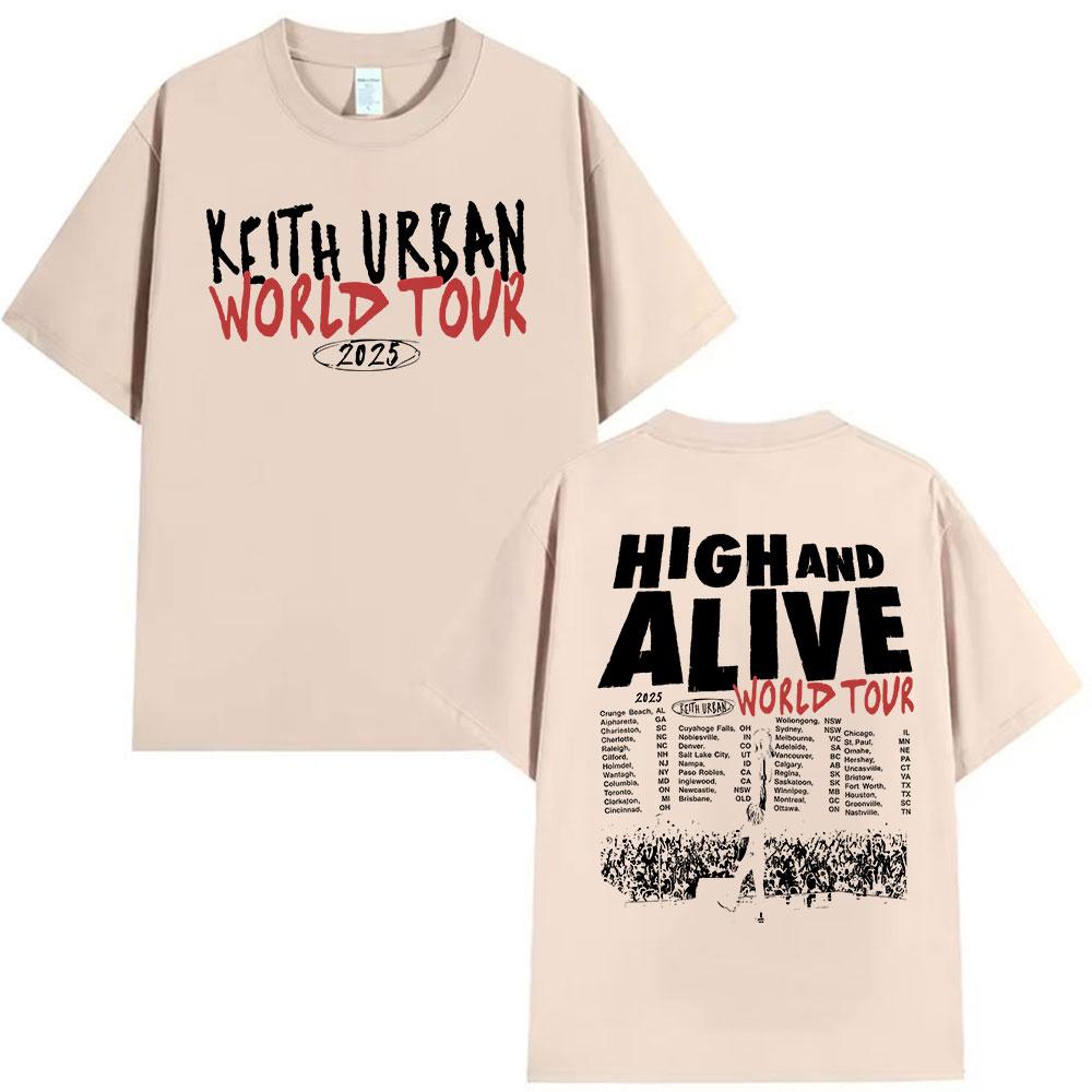 Keith Urban High and Alive Welttournee 2025 T-Shirt Herrenkleidung Hip Hop Kurzarm-T-Shirts Vintage Oversize Baumwoll-T-Shirt