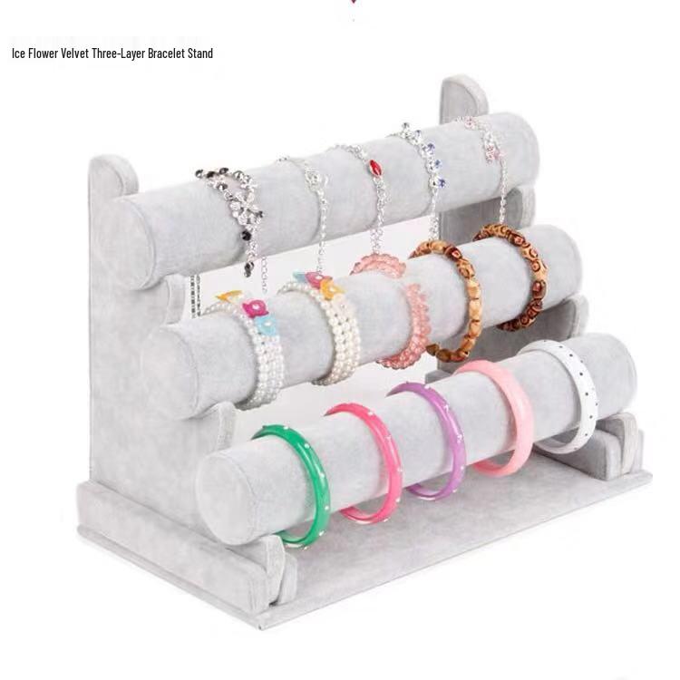 Flocking Three-Layer Bracelet Watch & Jewelry Display Stand
