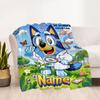 Bluey Family Adventure Personalized Name Blanket Gift Personalized Blanket Warmthful Decor Perfect for Nap Sofa Bed Couch for All Occasions