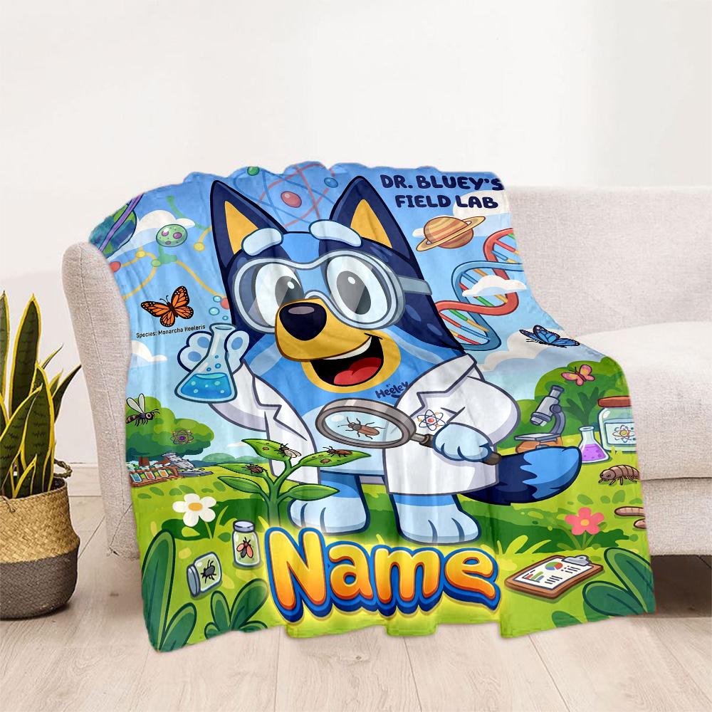 Bluey Family Adventure Personalized Name Blanket Gift Personalized Blanket Warmthful Decor Perfect for Nap Sofa Bed Couch for All Occasions