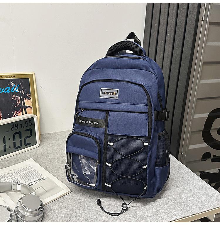 Schoolbag New High-value Korean Ins College Style Solid Color Simple Backpack Junior High School Students Lightweight Large-capacity Backpack