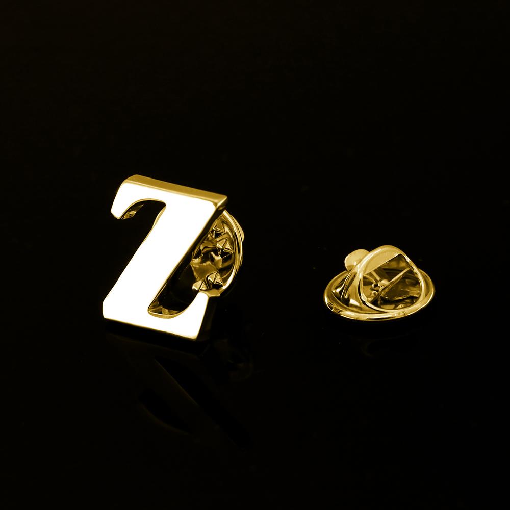 Quality Brass Initial A To Z 26 Letters Pin Golden Color Fashion English Symbol Design Men'S Suit Collar Lapel Brooch Pin