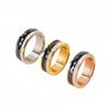 European-American Inlaid Diamond Black Ceramic Couple Ring: Rotatable Stainless Steel