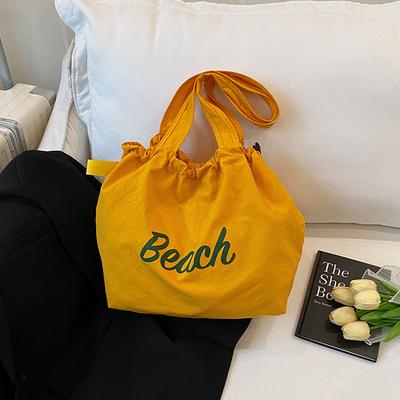 Fashi Letter Shoulder Bags for Women Simple Commuter Student Girls Armpit Tote High Capacity Drawstring Design Female Handbags