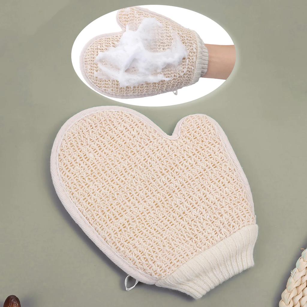 2-in-1 Body Scrub Shower Glove, 1 Piece Natural Cotton Linen Gentle Exfoliating Scrubber With Mesh Texture For Home Spa