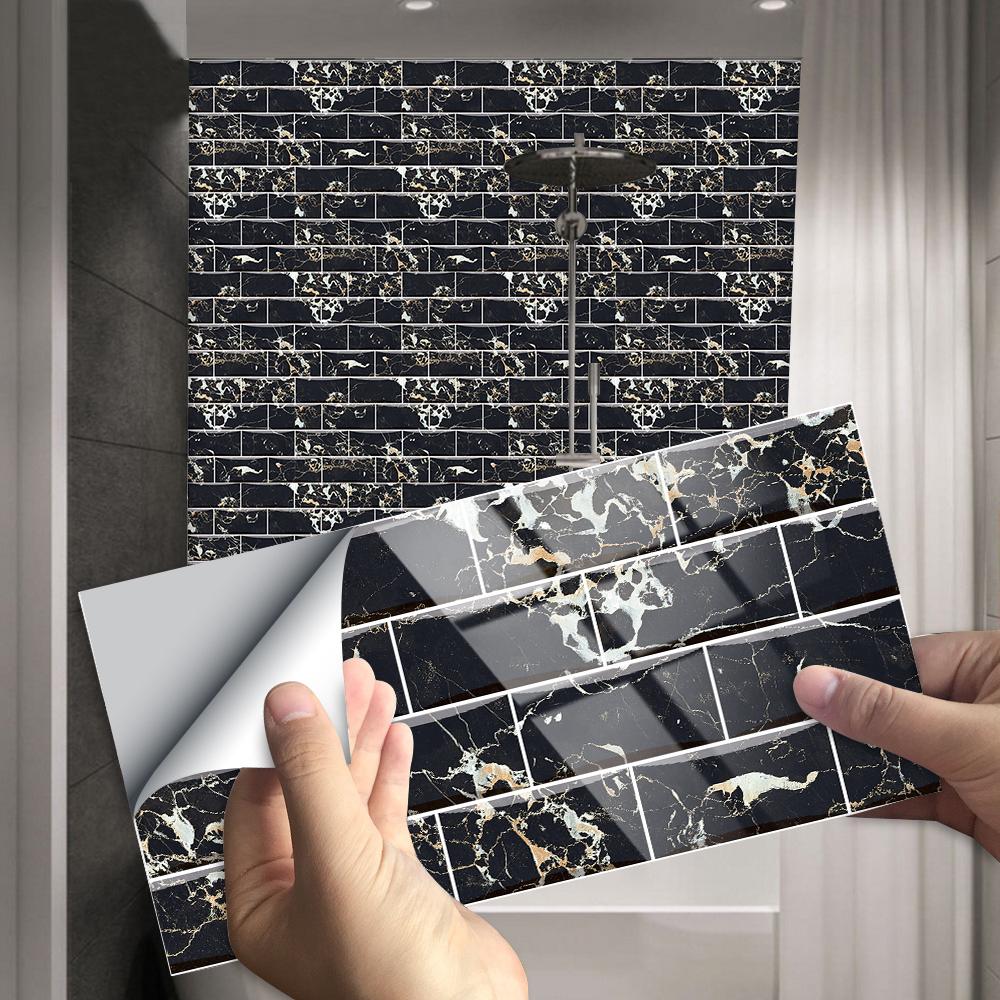 29 Styles Flat Marble Embossing Tiles Wall Sticker Kitchen Oil-proof Bathroom Waterproof Peel & Stick Hard Crystal Wallpaper