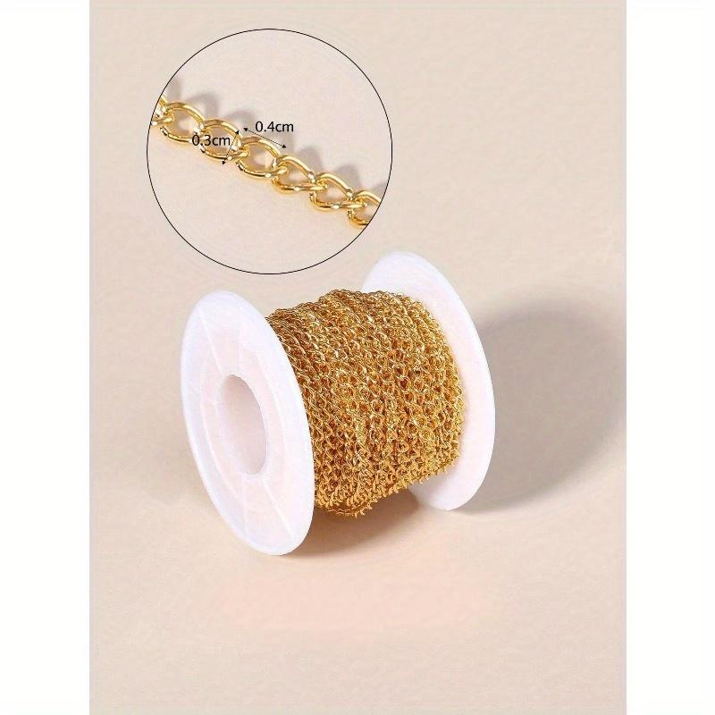 5m/Rolle Halskettenketten-Set für DIY-Schmuckherstellung, enthält 20 Stück Karabinerverschluss & 90 Stück Biegeringe, 1m/Packung ohne Karabinerverschluss & Biegeringe