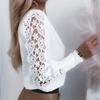 Fashion V-neck White Lace Blouse Women Autumn 2026 Long Sleeve Hollow Shirt Female Loose Elegant Tops Vintage Shirts Blusa 23338