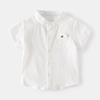 Boys Stand Collar Shirt Short Sleeve Cotton Casual Outdoor Sports Top Soft Comfortable Clothing for Toddler and Kids