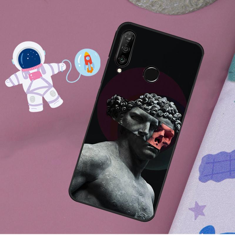 Greek Aesthetics Plaster Statue For Huawei Nova 12s 12i 11i 8i Y73 Y72 Y61 Y91 Y90 Y70 Y60 9 10 SE P30 P40 Lite P60 Pro Case
