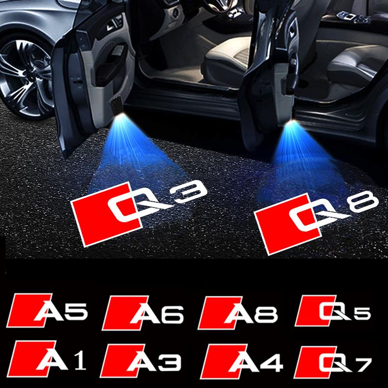 For Audi C6 2pcs LED Car Door Shadow Courtesy Light for Audi A1 A3 A4 A4L A5 A6 A7 A8 Q3 Q5 Q5L Q7 Q8 Laser Projector Welcome Logo lamps