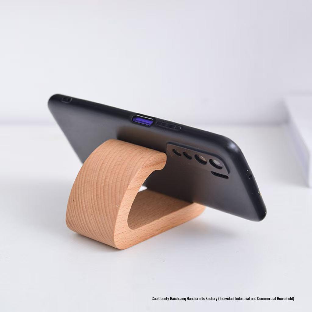Suporte de Madeira para Celular e Tablet em Estoque - Suporte de Mesa Conveniente para Assistir a Vídeos com Impressão de Logo