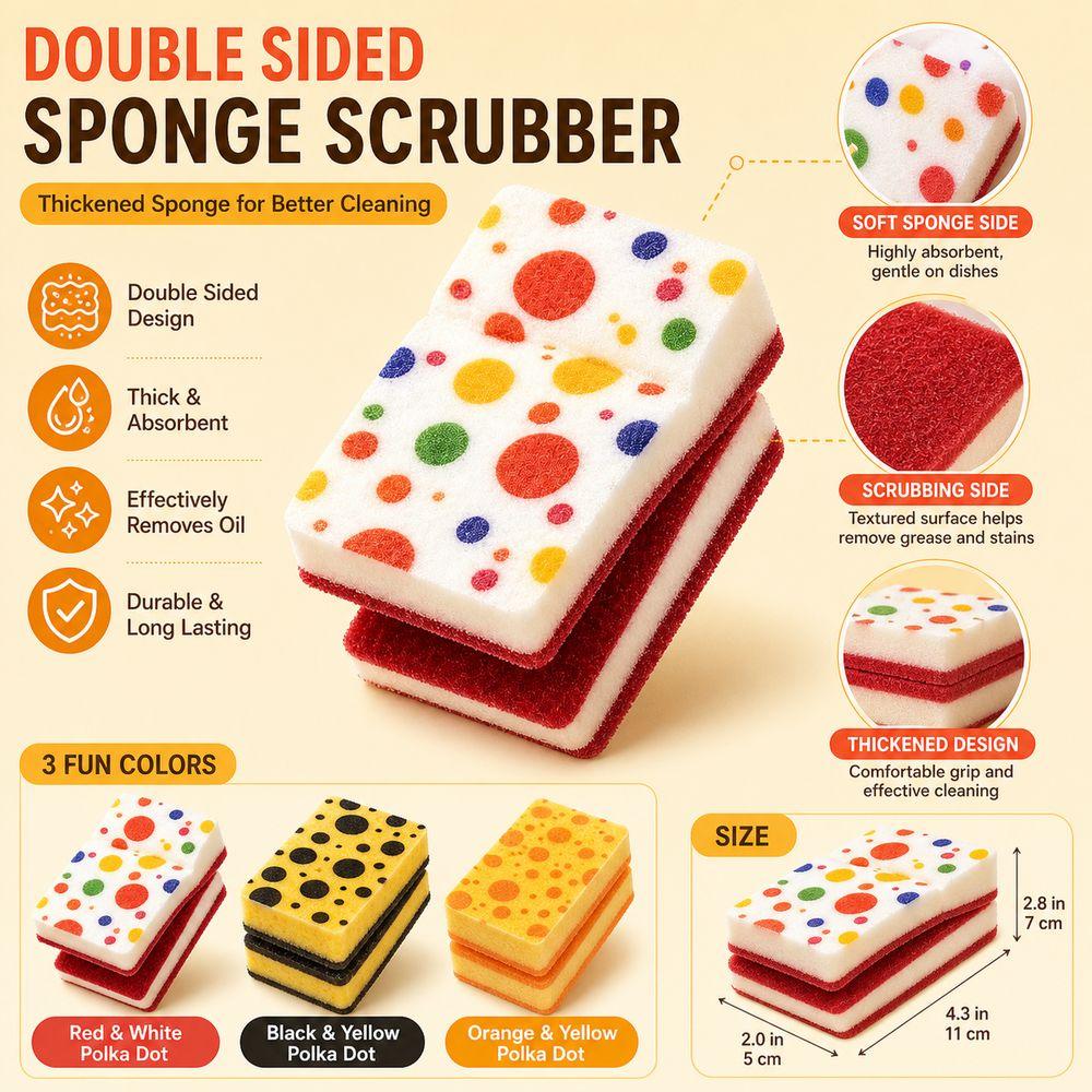 Absorbent Sponge Scrubber Double Sided Kitchen Cleaning Sponge  Kitchen Cleaning Tool