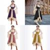 European Medieval Stage Gown With Spliced Polyester And Spandex Fabric For Theatrical Events
