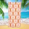 Cute Cartoon Lobster Print Beach Towel, Fun Seafood Art Quick-Dry Sand-Free Microfiber Bath Towel for Swimming, Gym and Travel