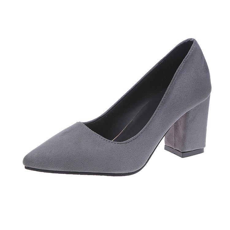 Women's Plus Size Suede Chunky Heel Pointed Toe Heels - European & American Style
