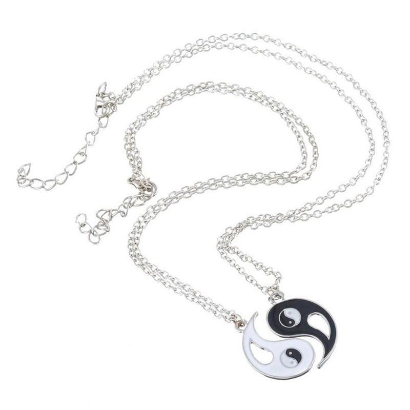 2pcs Yin Yang Charm Pendant Friend Couple Necklaces