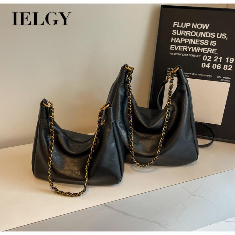IELGY Texture Retro Large Capacity Tote Bag Fashion Chain Shoulder Fashion Commuter Messenger Bag