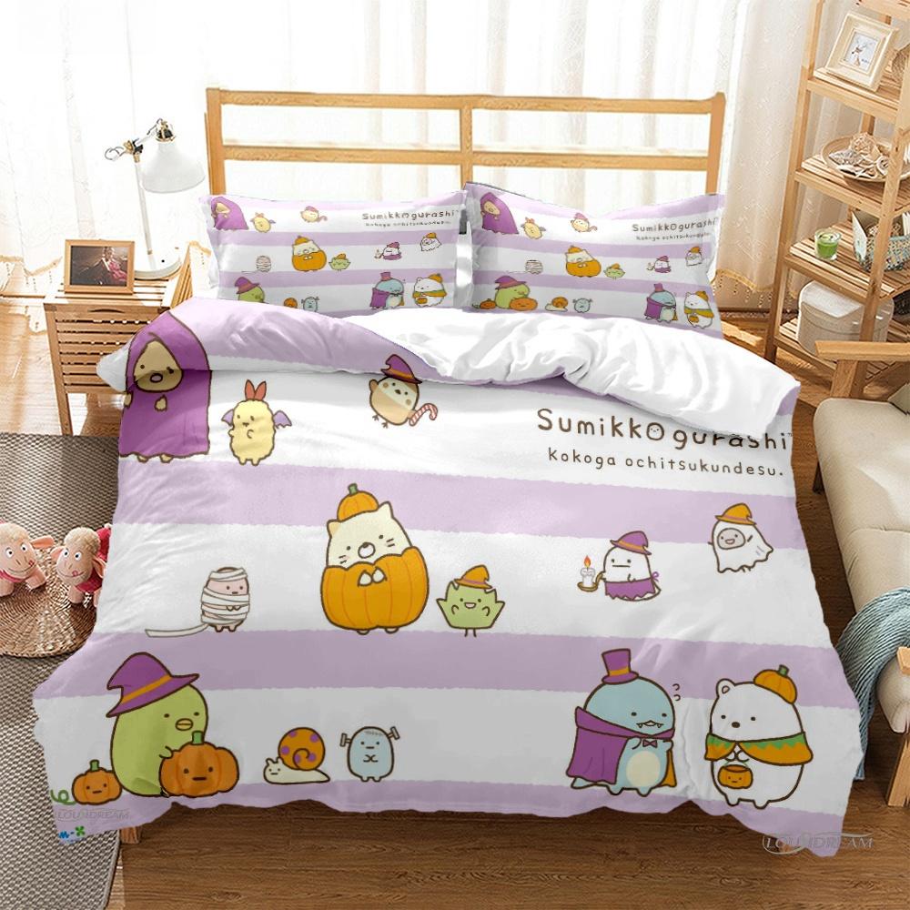 Cartoon Sumikko Gurashi Anime Cute Duvet Cover Funny Kawaii Bedding Set Soft Quilt Cover And Pillowcase Single_Double_Queen_King