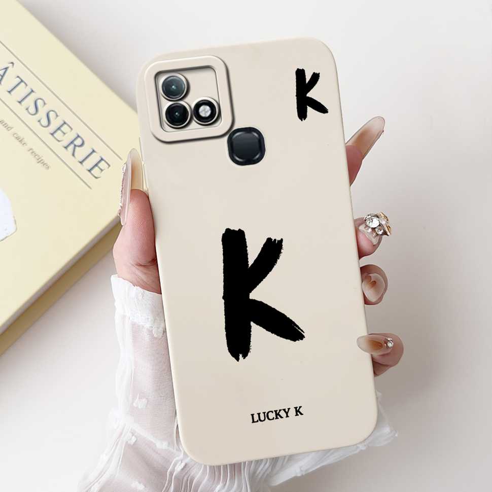 For Infinix Hot 10i X659B Case White Lucky Letters A-Z Soft Silicone Cover For Infinix Hot10I Smart 5 Pro 6.52 " Phone Cases