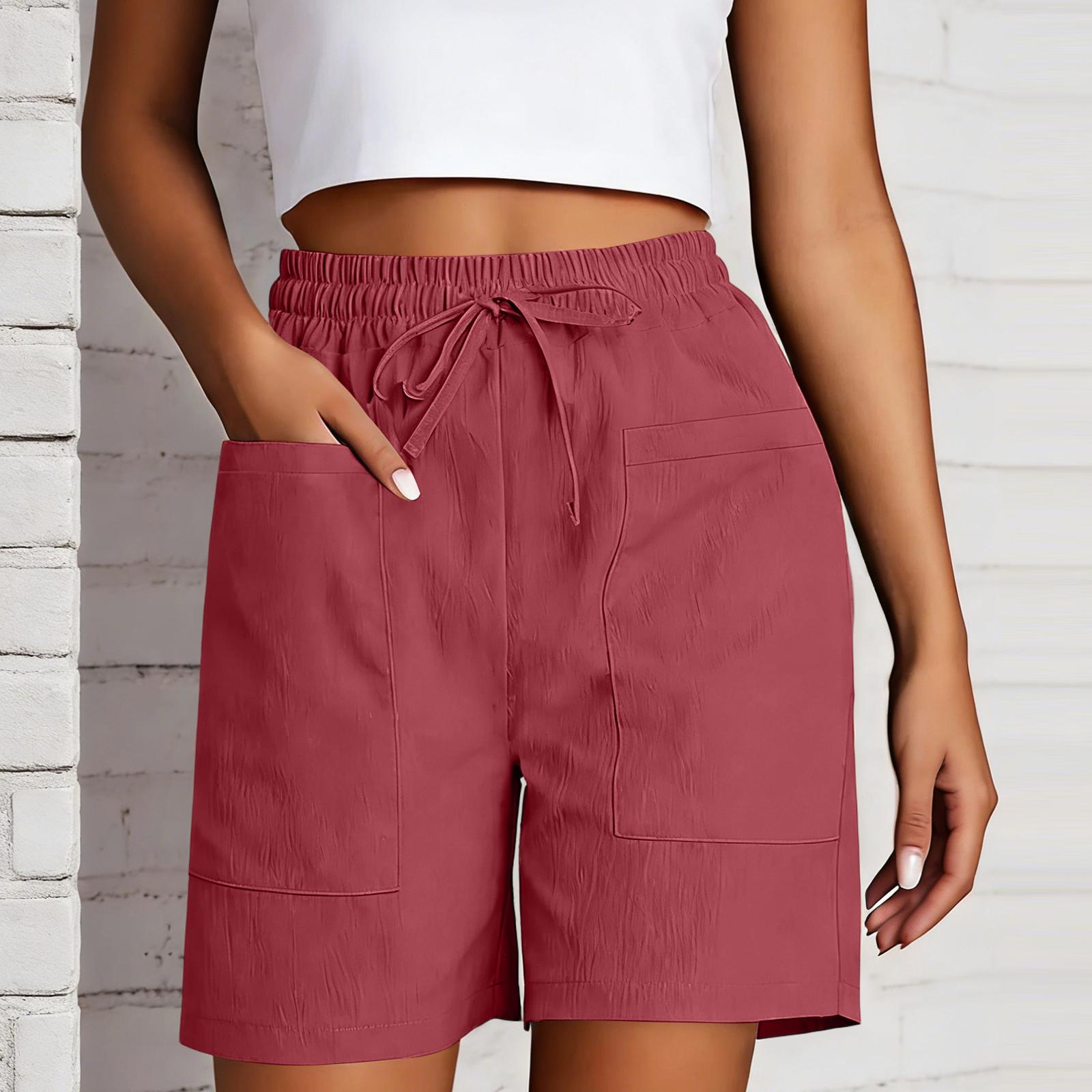 

Women s Shorts Casual Summer Color Beach Loose Pocket Short Skirt Pants S