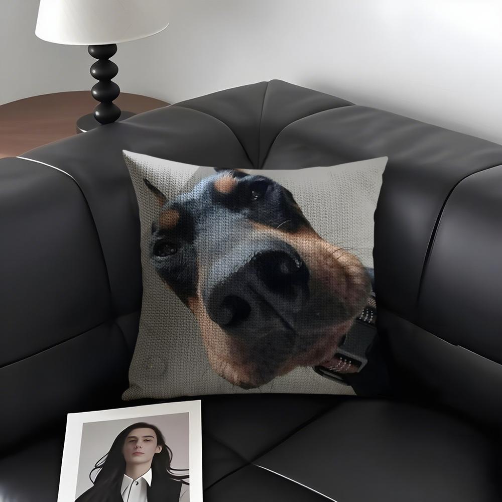 Funny Dog Cushion Cover Natural Linen Organic Fabric DoubleSided Printing Sofa Home Decor Gift Pillow Case