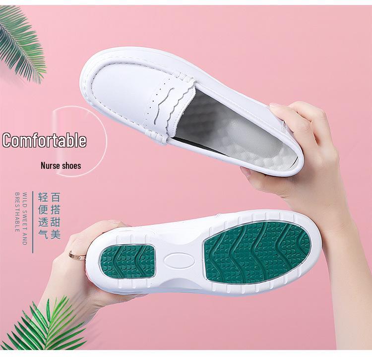 Women's Genuine Leather Nurse Shoes - Breathable, Soft Sole, Non-Slip, Air Cushion. Suitable for Autumn Hospital Work.
