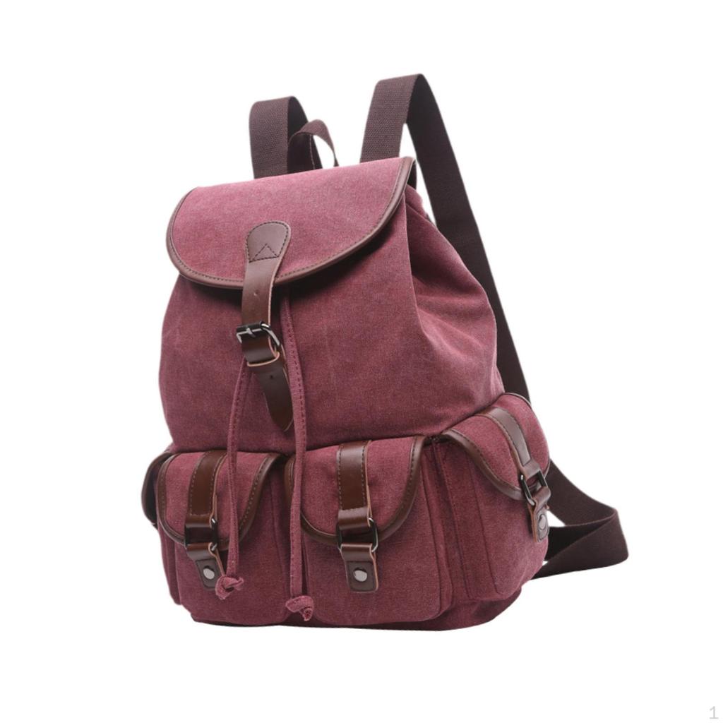Canvas Backpack Casual Daypack for Girls School Drawstring Rucksack