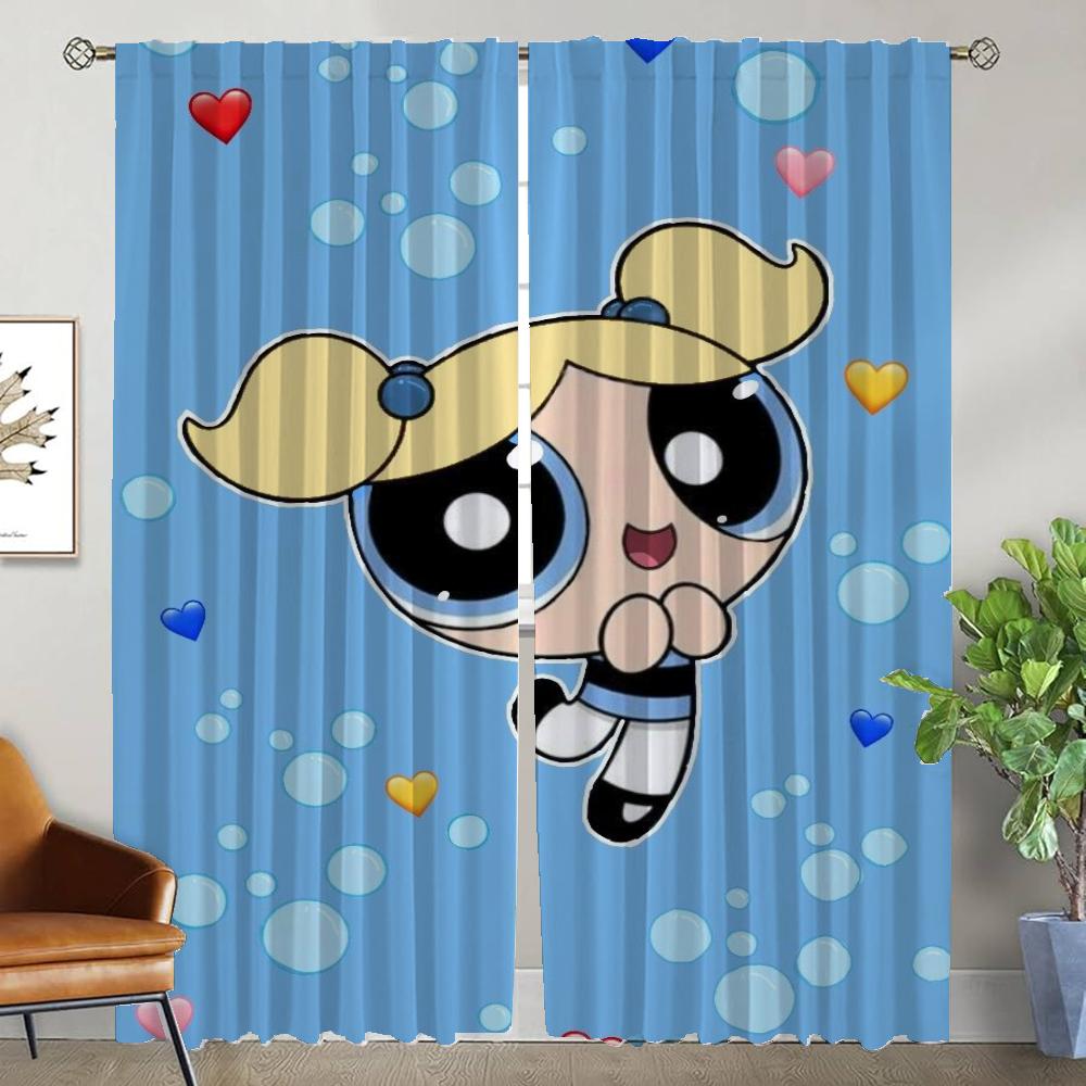 Blackout Curtain for Room 2 Panel The Powerpuff Girles Anti-mosquito Curtains Shades Halloween Decoration Tulle for Bedroom Home