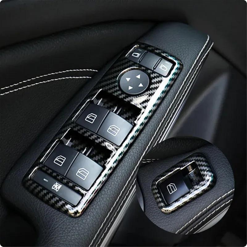 Car Window Control Lift Switch Panel Cover Trim Carbon Fiber For Mercedes-Benz A B C E Class W176 W246 W204 W212 Auto Decoration